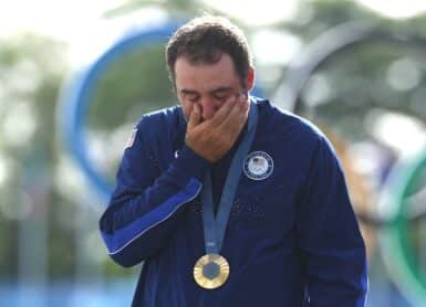 Gold medallist US' Scottie Scheffler Photo by Emmanuel DUNAND / AFP