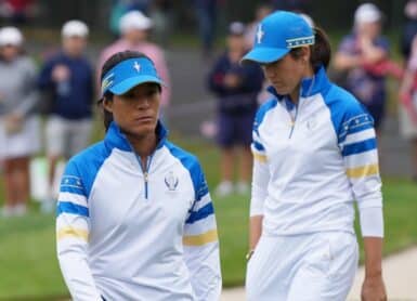 Celine Boutier of Europe & Albane Valenzuela of Europe. Credit: Stuart Wallace/LET