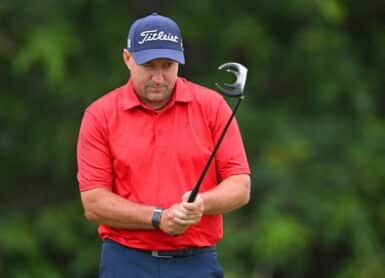 DURBAN, SOUTH AFRICA - FEBRUARY 27: Darren Fichardt of South Africa on the 13th green on day one of the Investec South African Open Championship 2025 at Durban Country Club on February 27, 2025 in Durban, South Africa. (Photo by Stuart Franklin/Getty Images) (Photo by STUART FRANKLIN / GETTY IMAGES EUROPE / Getty Images via AFP)